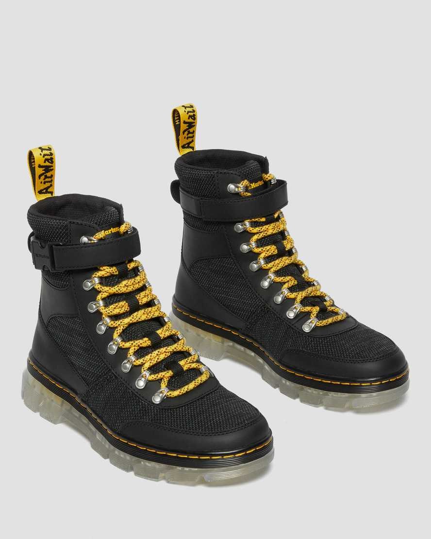 Black Onice Soft Women's Dr Martens Combs Tech Coated Canvas Mix Lace Up Boots | SON-052469