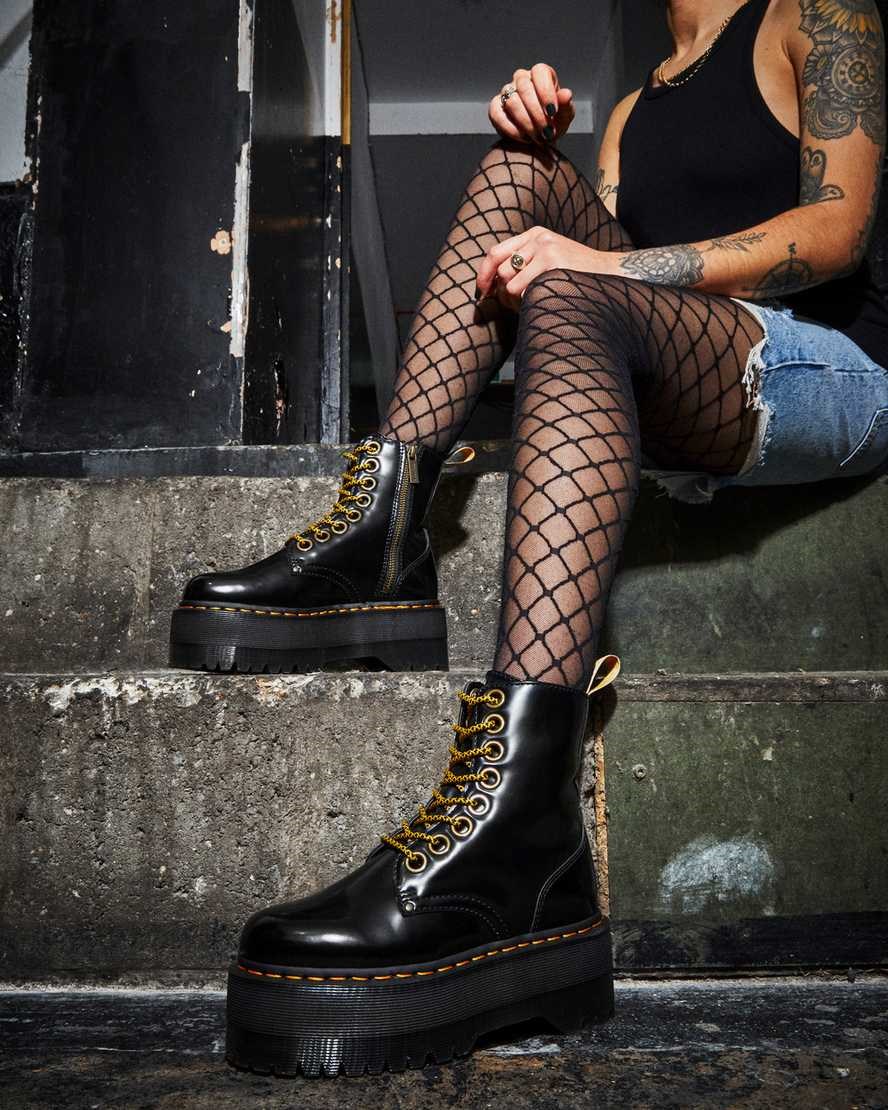 Black Oxford Women's Dr Martens Vegan Jadon Max Lace Up Boots | QEAJBNC-62