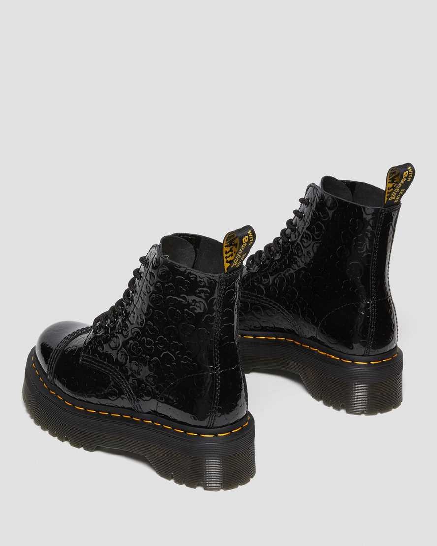 Black Patent Lamper Leopard Emboss Women's Dr Martens Sinclair Leopard Emboss Patent Leather Lace Up Boots | FAJXGLH-60