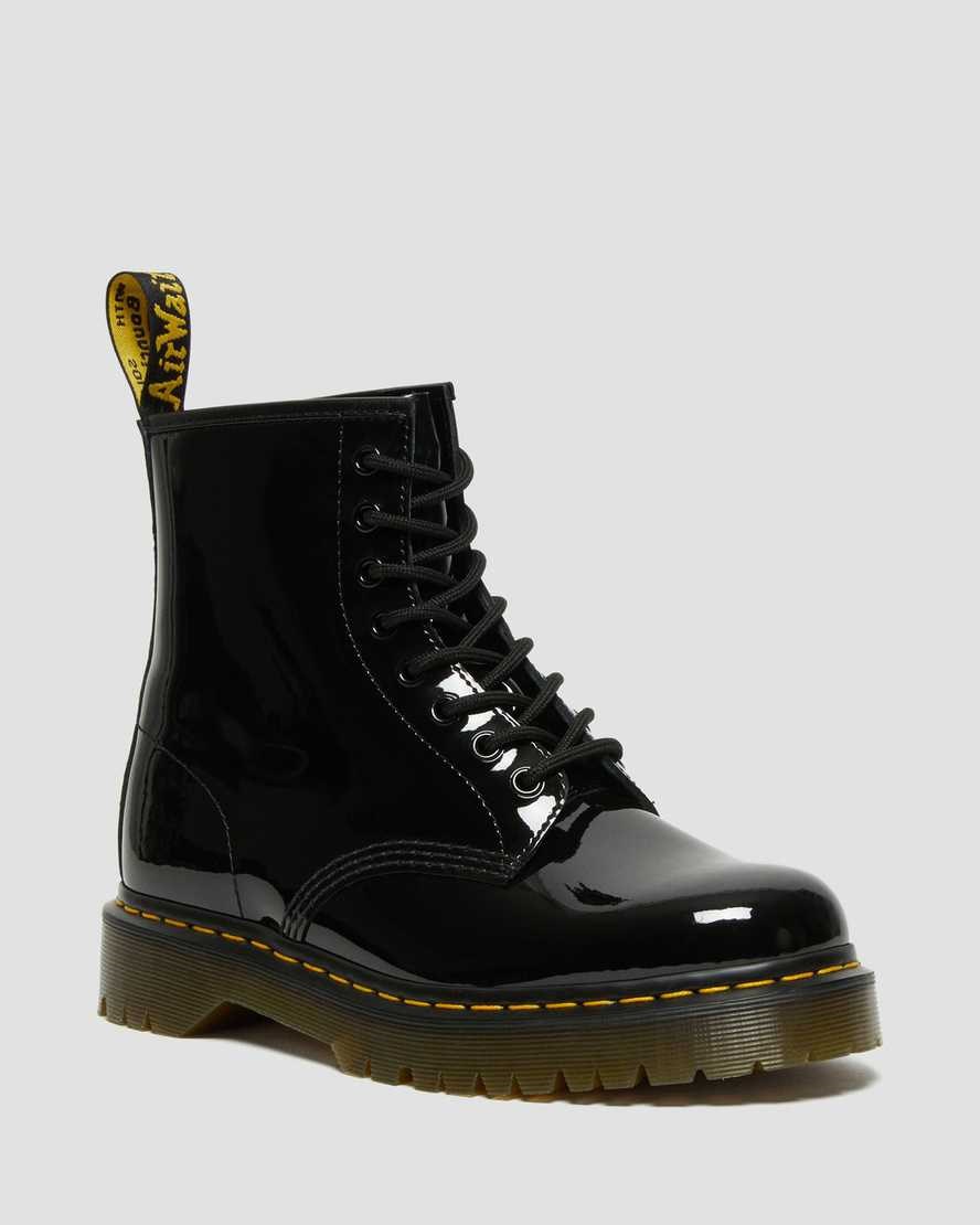 Black Patent Lamper Women\'s Dr Martens 1460 Bex Patent Leather Lace Up Boots | UGC-498671