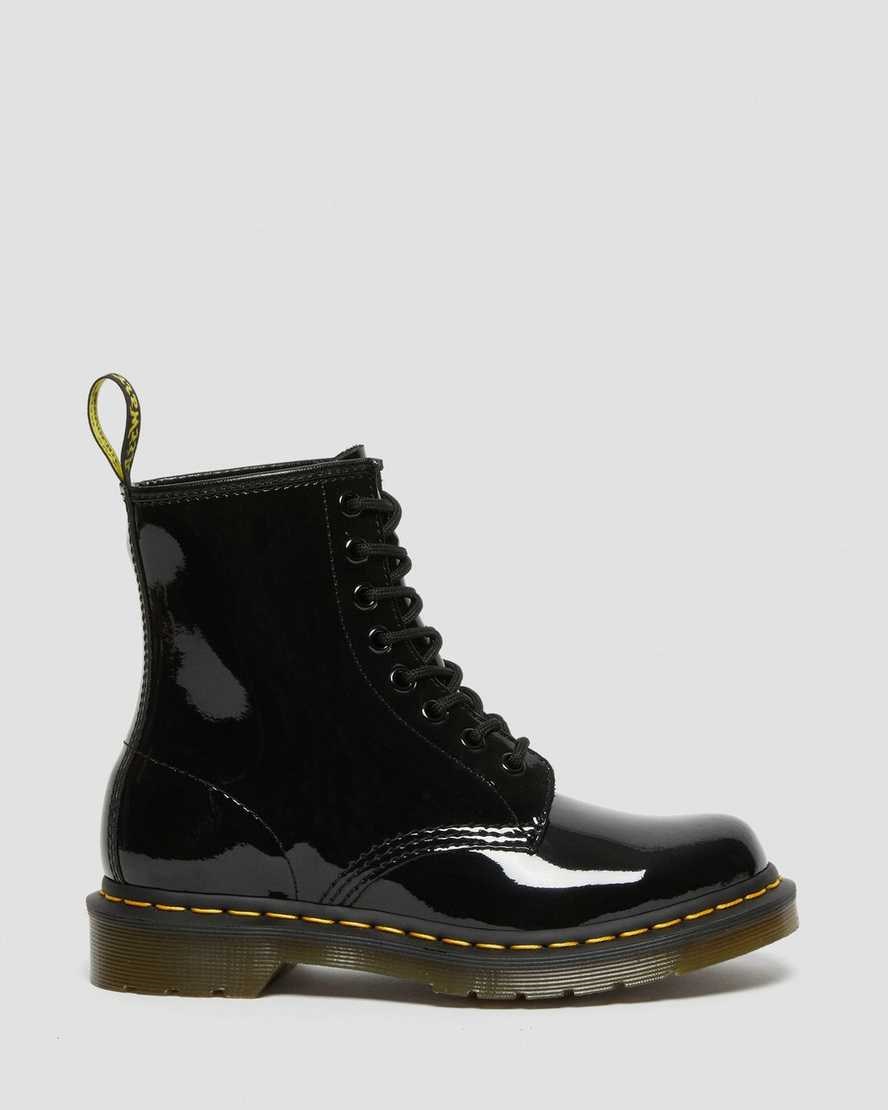 Black Patent Lamper Women's Dr Martens 1460 Patent Leather Lace Up Boots | XBY-427165