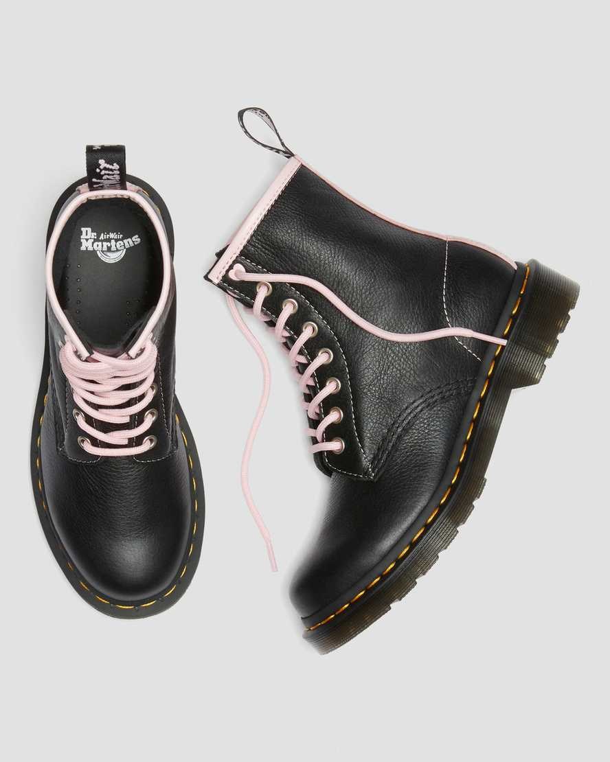 Black Pink Women's Dr Martens 1460 Contrast Leather Lace Up Boots | TFV-524913
