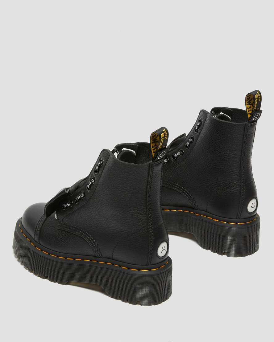 Black Pisa Women's Dr Martens Sinclair Lazy Oaf Leather Lace Up Boots | BDWKIEL-26
