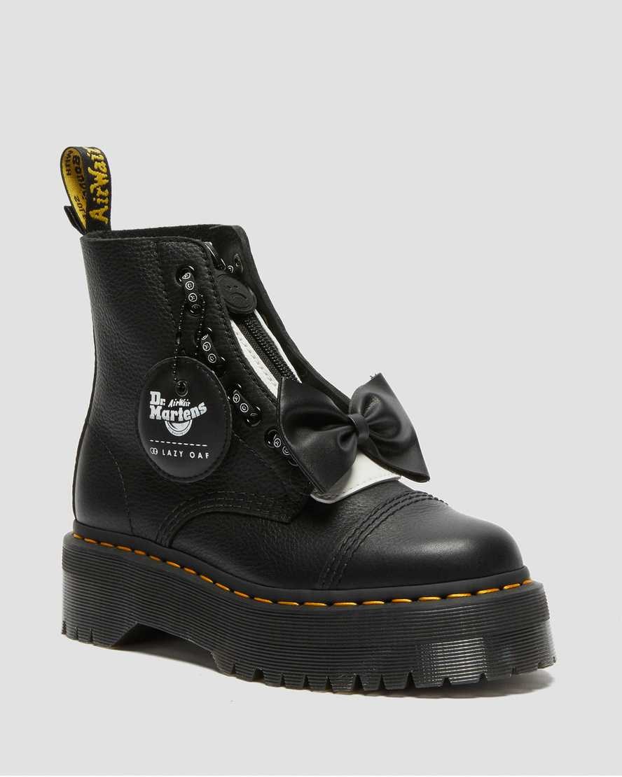 Black Pisa Women\'s Dr Martens Sinclair Lazy Oaf Leather Lace Up Boots | BDWKIEL-26