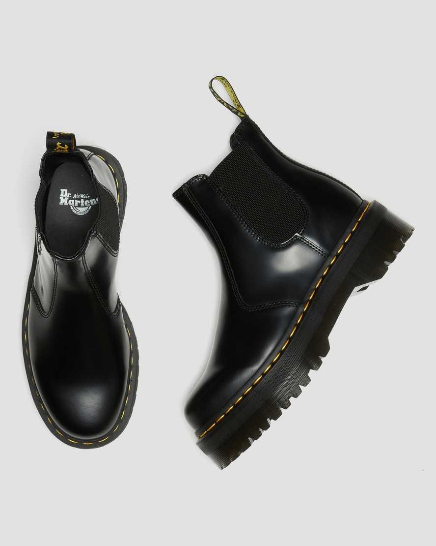 Black Polished Smooth Women's Dr Martens 2976 Polished Smooth Platform Chelsea Boots | CUF-765820