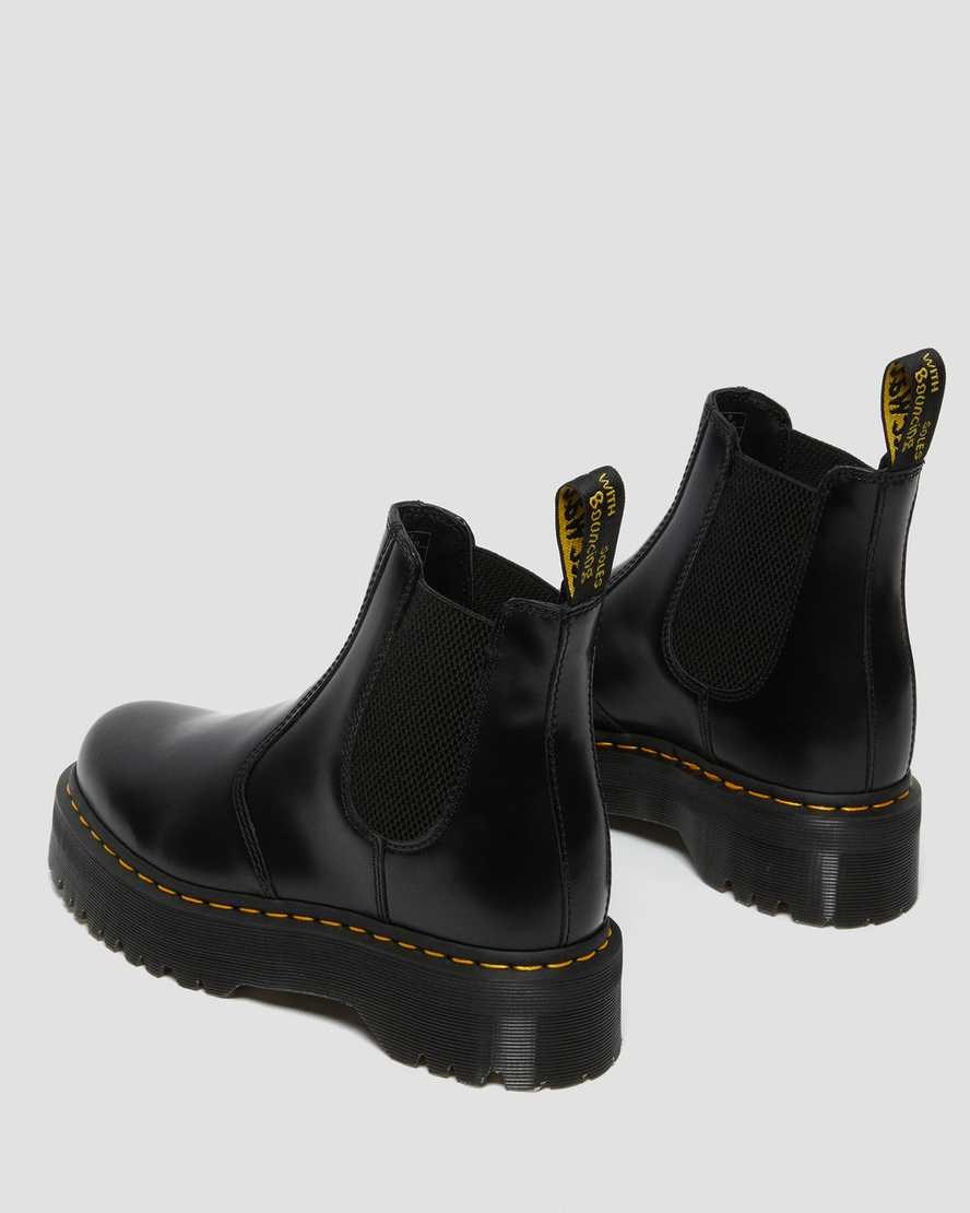 Black Polished Smooth Women's Dr Martens 2976 Polished Smooth Platform Chelsea Boots | CUF-765820