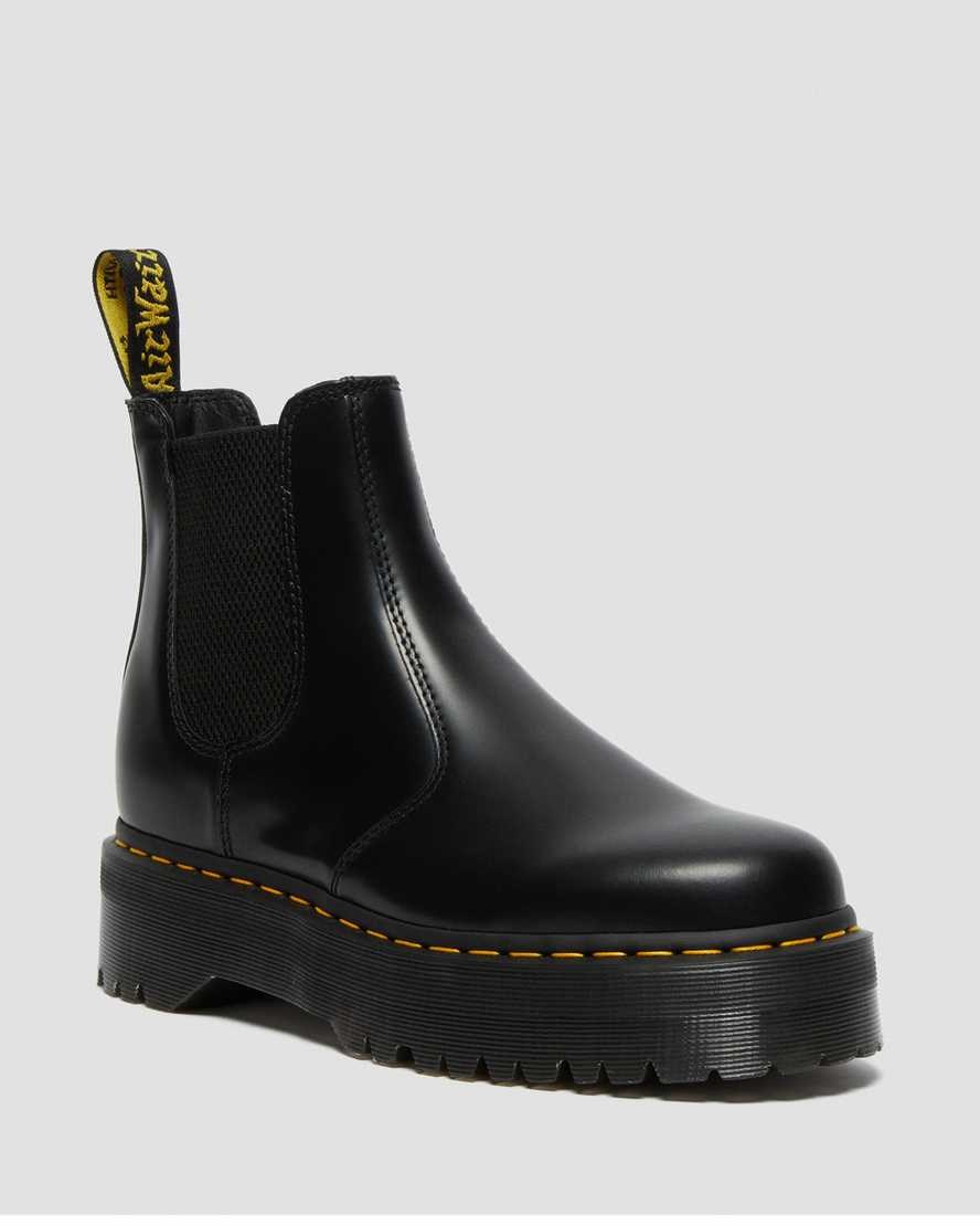 Black Polished Smooth Women\'s Dr Martens 2976 Polished Smooth Platform Chelsea Boots | CUF-765820