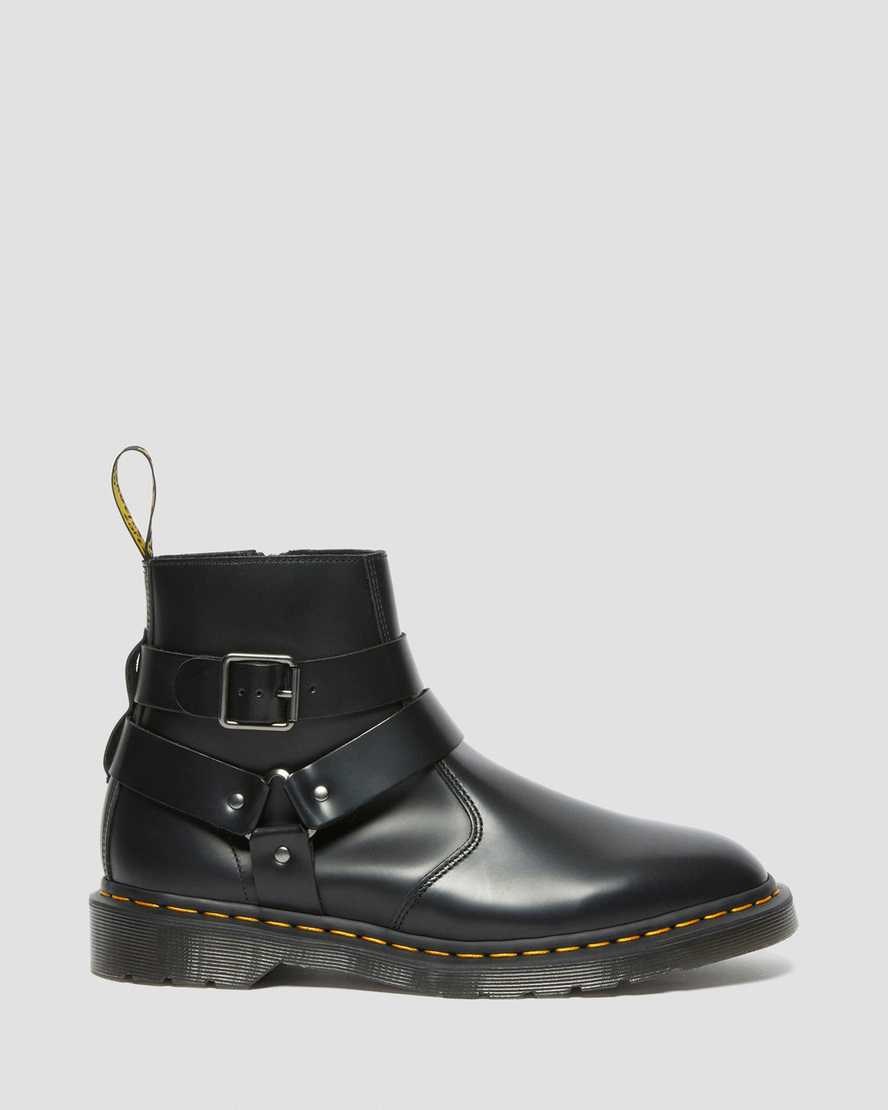 Black Polished Smooth Women's Dr Martens Jaimes Leather Harness Lace Up Boots | DOXQWBK-04