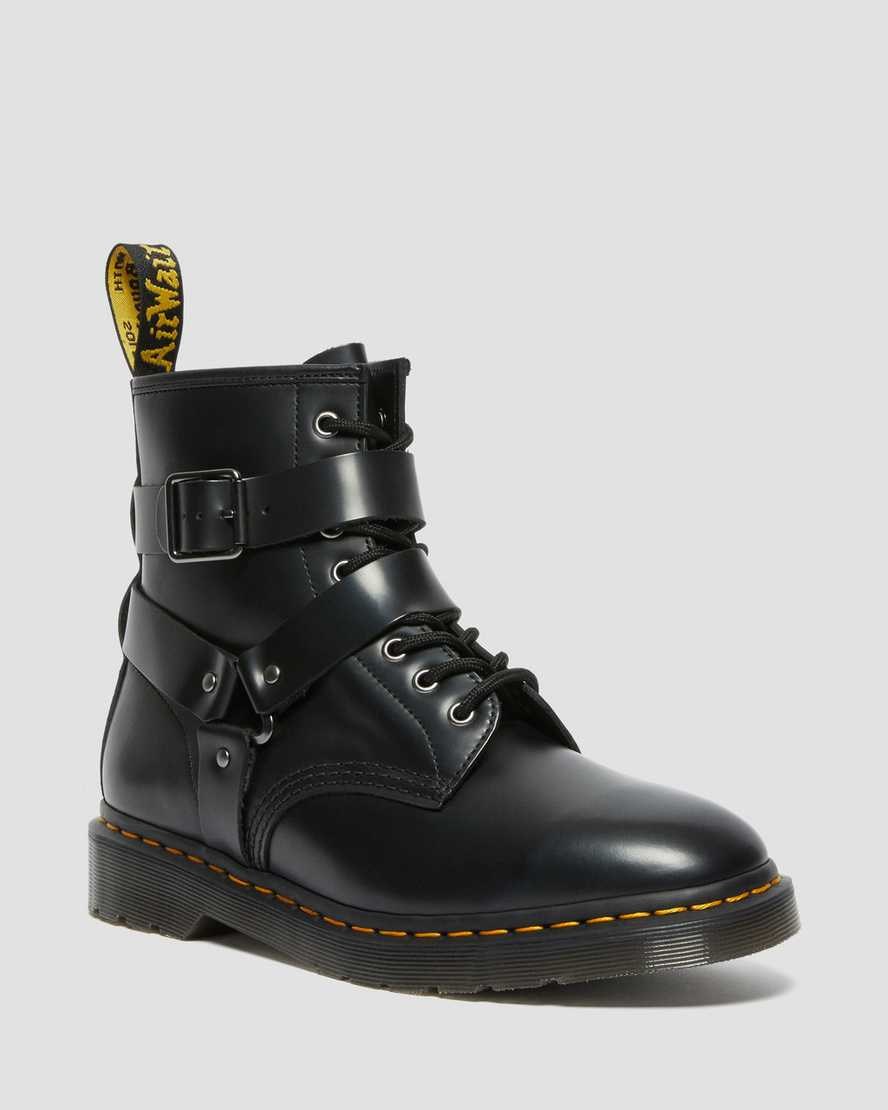 Black Polished Smooth Women\'s Dr Martens Cristofor Leather Harness Lace Up Boots | JTZ-461789