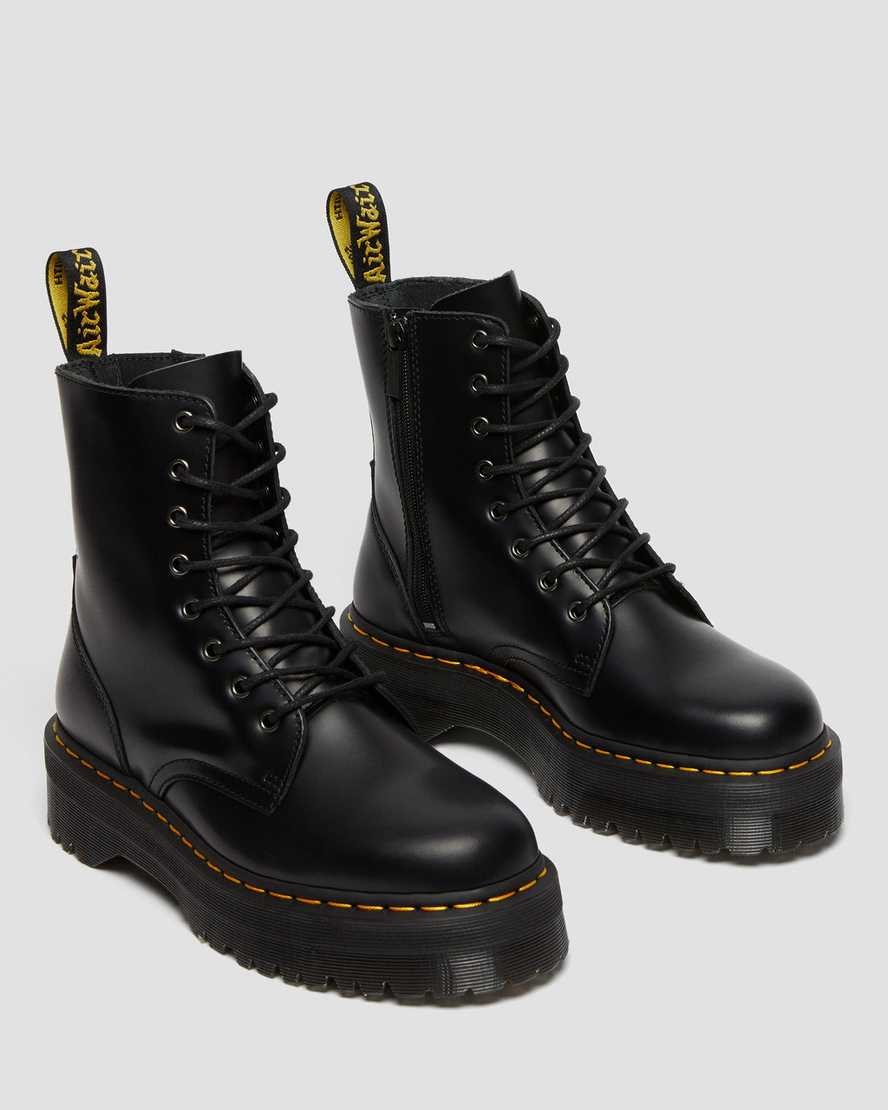 Black Polished Smooth Women's Dr Martens Jadon Smooth Leather Lace Up Boots | KTW-598720