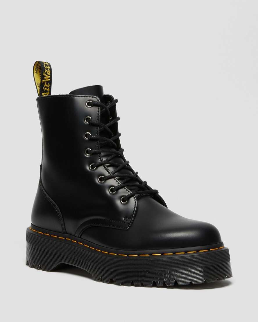 Black Polished Smooth Women\'s Dr Martens Jadon Smooth Leather Lace Up Boots | KTW-598720