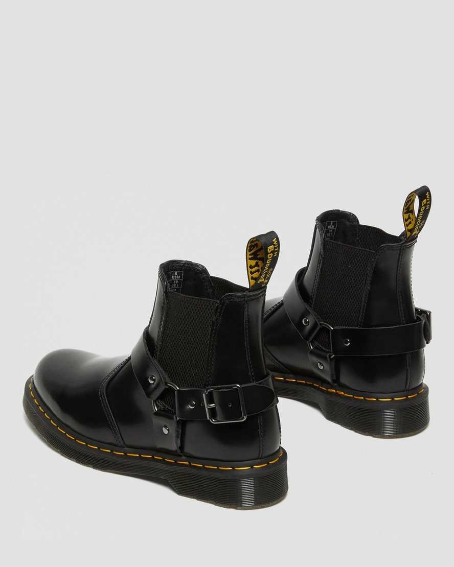 Black Polished Smooth Women's Dr Martens Wincox Smooth Leather Chelsea Boots | TKMQEWF-08