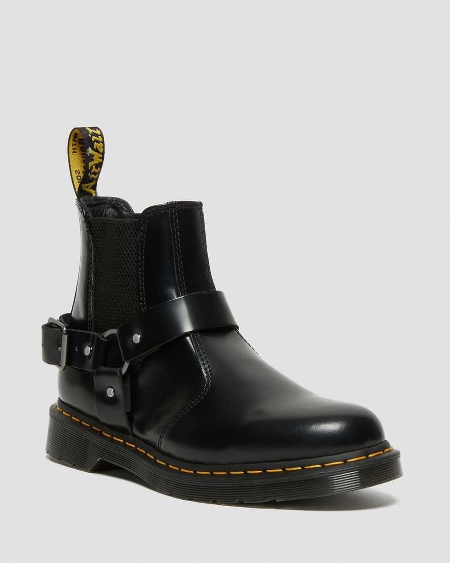 Black Polished Smooth Women\'s Dr Martens Wincox Smooth Leather Chelsea Boots | TKMQEWF-08