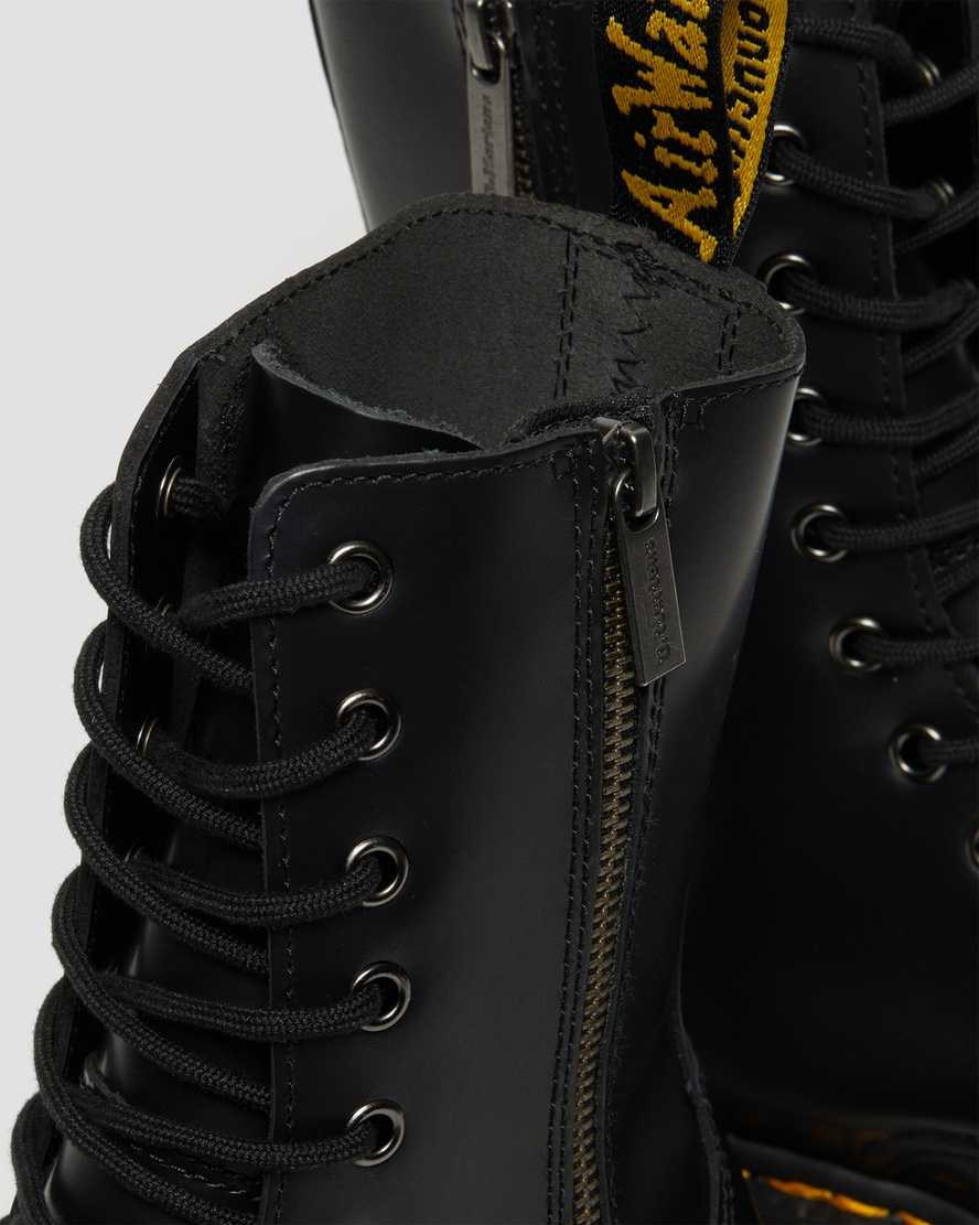 Black Polished Smooth Women's Dr Martens Jadon Hi Smooth Leather Lace Up Boots | VLK-261057