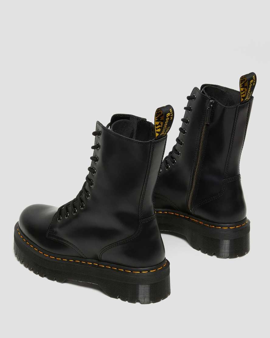 Black Polished Smooth Women's Dr Martens Jadon Hi Smooth Leather Lace Up Boots | VLK-261057