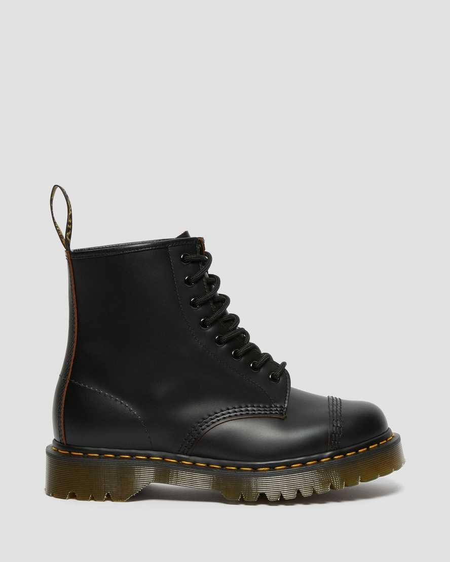 Black Quilon Women's Dr Martens 1460 Bex Made in England Toe Cap Lace Up Boots | VPJ-953462