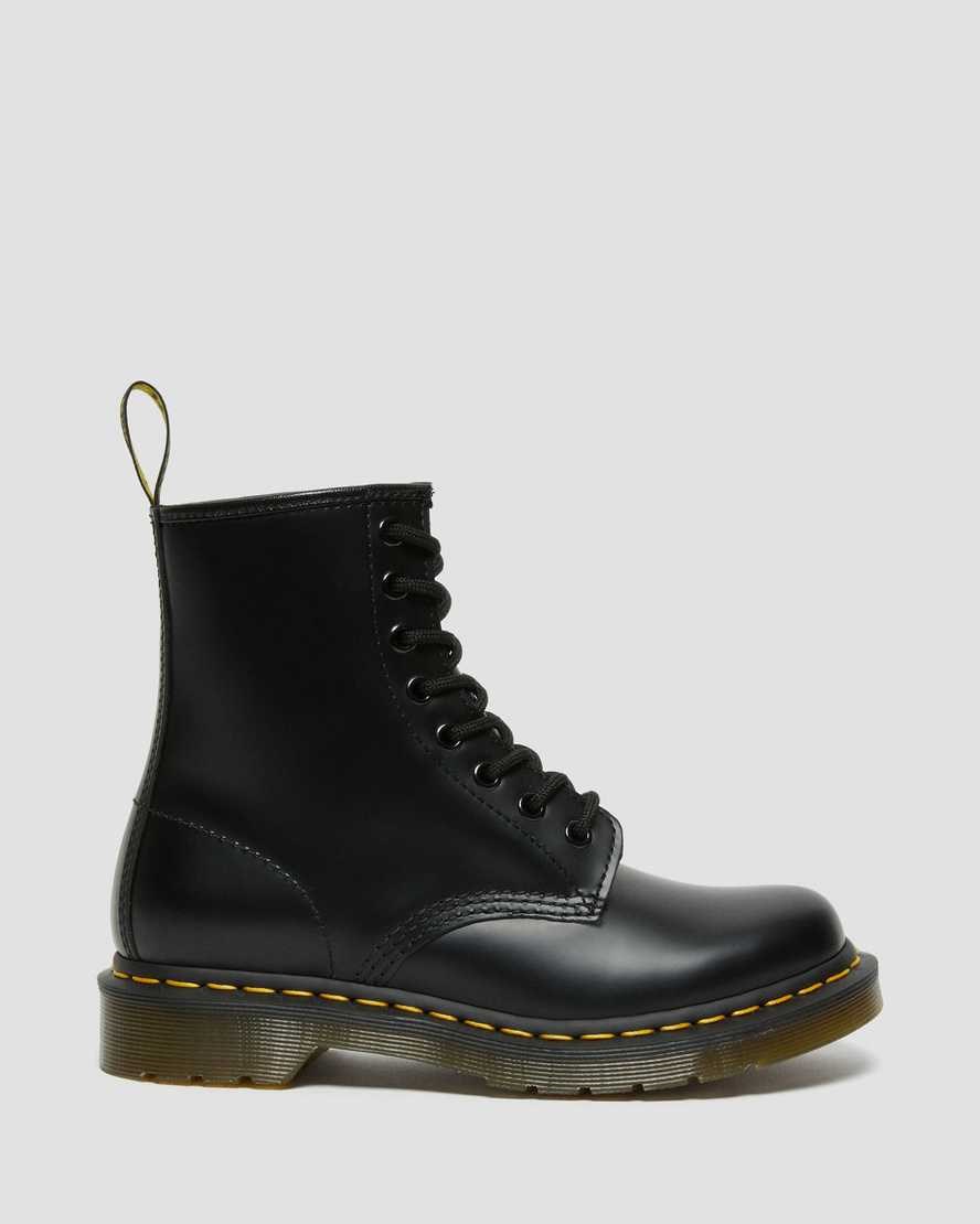 Black Smooth Leather Women's Dr Martens 1460 Smooth Leather Lace Up Boots | CKW-896043