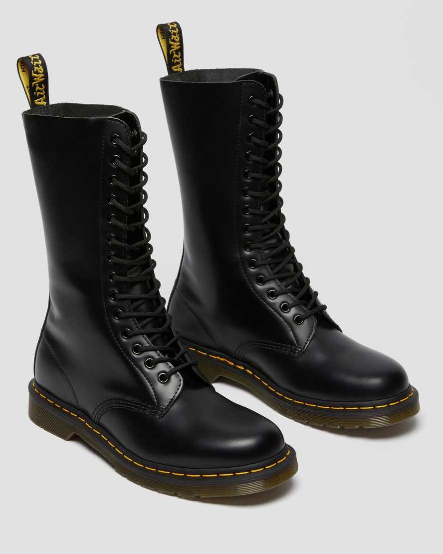 Black Smooth Leather Women's Dr Martens 1914 Smooth Leather Lace Up Boots | CMA-975418