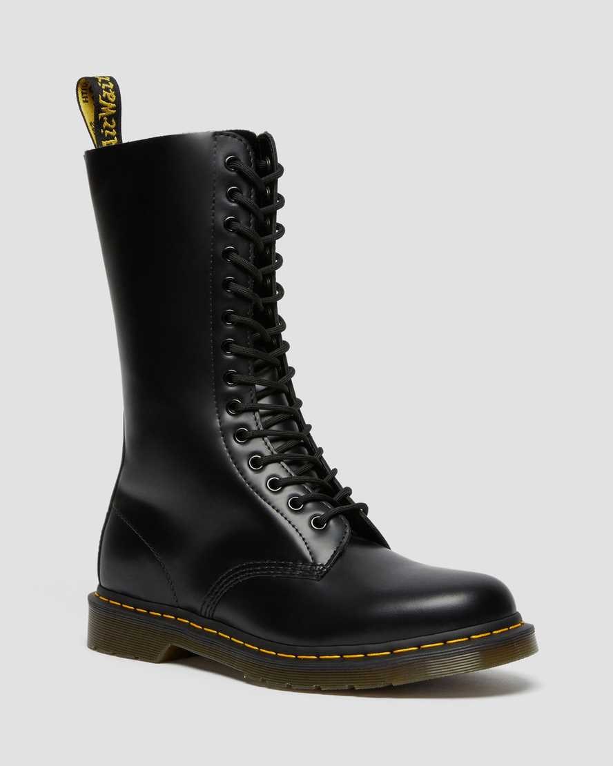 Black Smooth Leather Women\'s Dr Martens 1914 Smooth Leather Lace Up Boots | CMA-975418