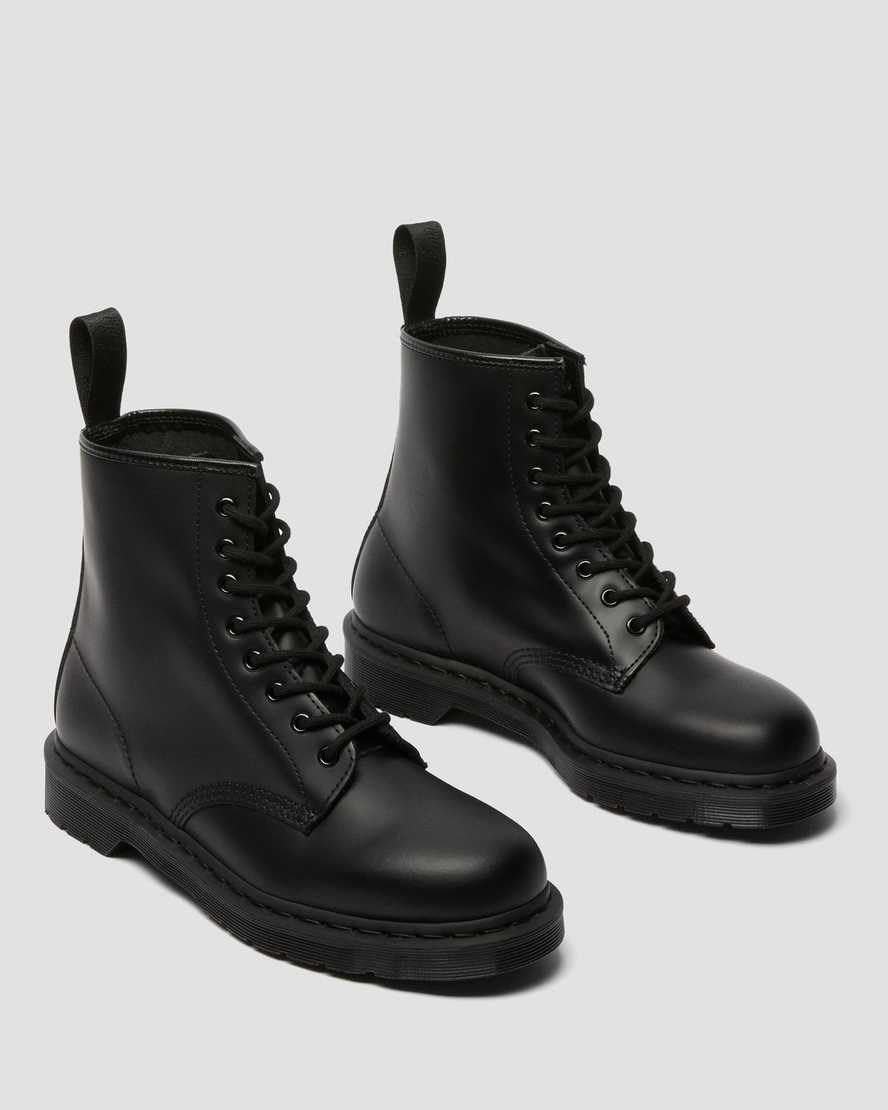 Black Smooth Leather Women's Dr Martens 1460 Mono Smooth Leather Lace Up Boots | IUS-951043