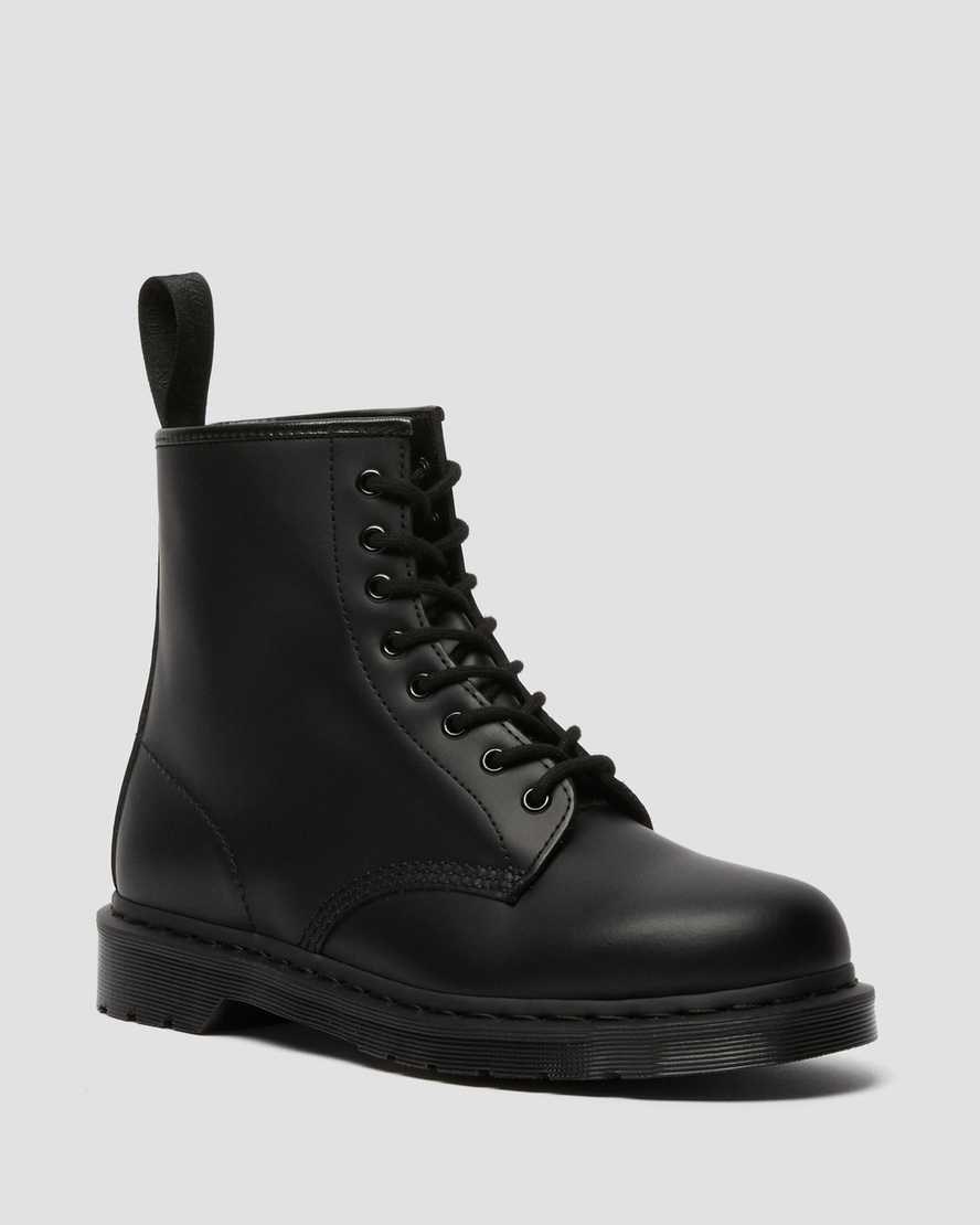 Black Smooth Leather Women\'s Dr Martens 1460 Mono Smooth Leather Lace Up Boots | IUS-951043