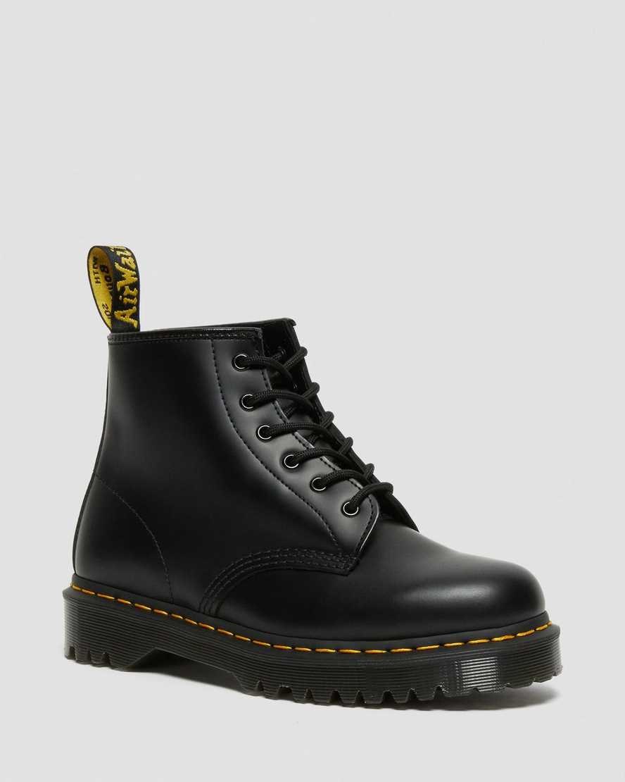 Black Smooth Leather Women\'s Dr Martens 101 Bex Smooth Leather Lace Up Boots | NZV-948320
