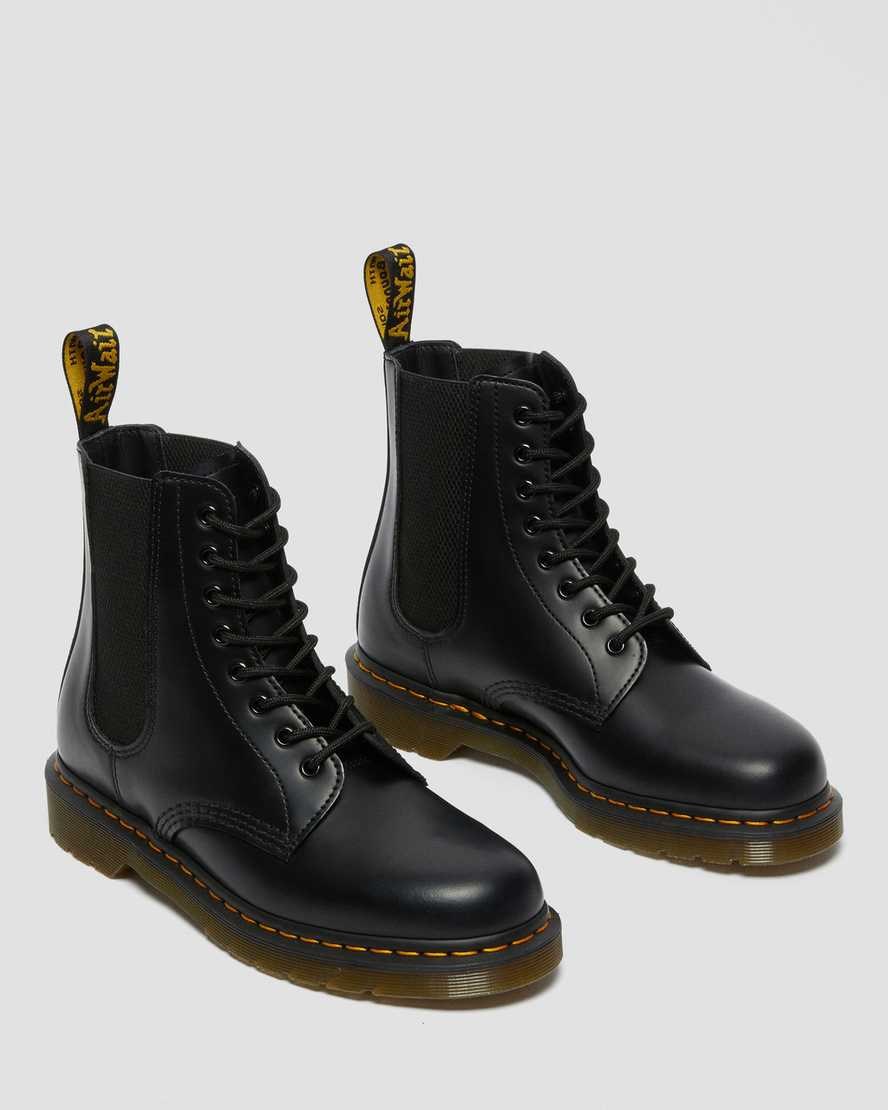 Black Smooth Leather Women's Dr Martens 1460 Harper Smooth Leather Lace Up Boots | PHV-058147