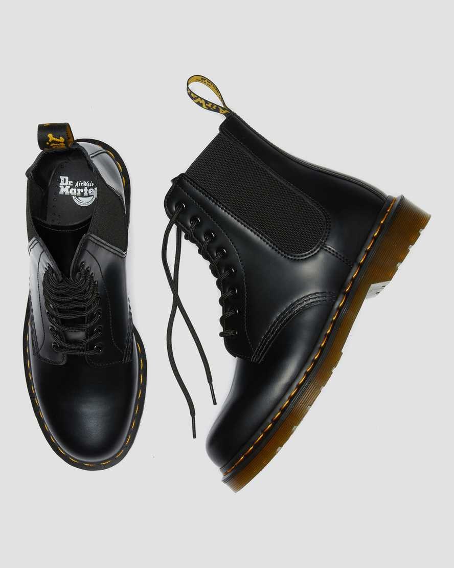 Black Smooth Leather Women's Dr Martens 1460 Harper Smooth Leather Lace Up Boots | PHV-058147