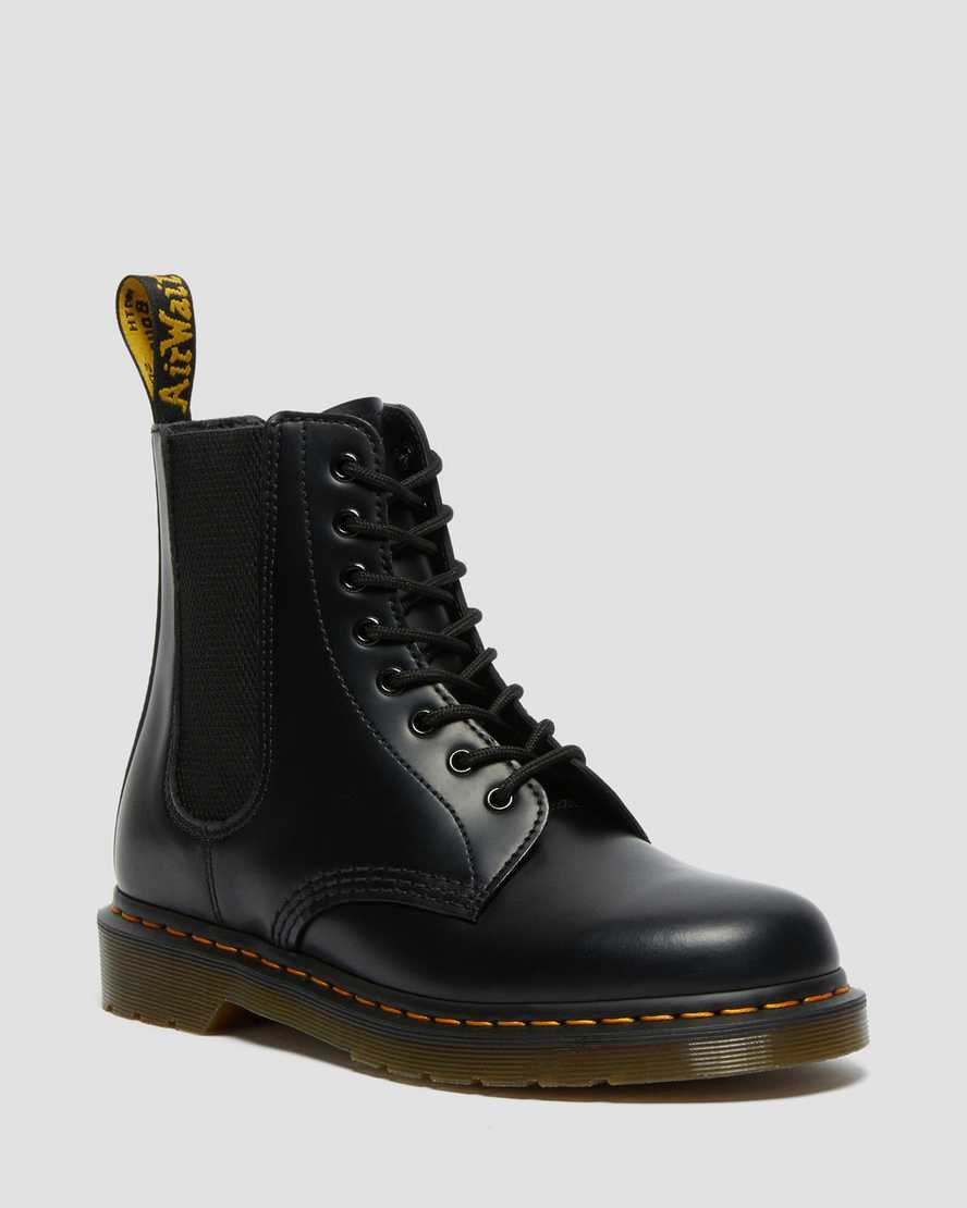 Black Smooth Leather Women\'s Dr Martens 1460 Harper Smooth Leather Lace Up Boots | PHV-058147