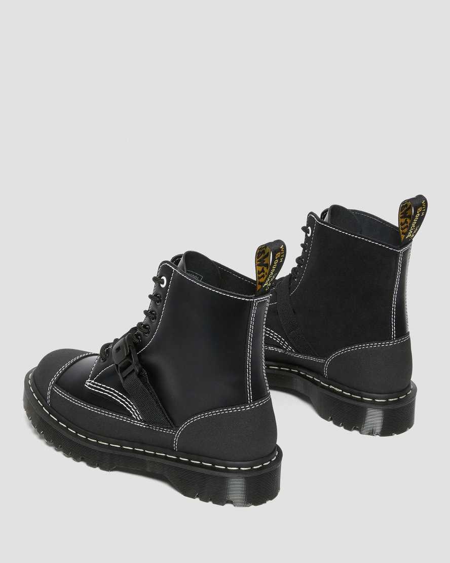 Black Smooth Leather Women's Dr Martens 1460 Tech Made in England Leather Lace Up Boots | ZVT-437605