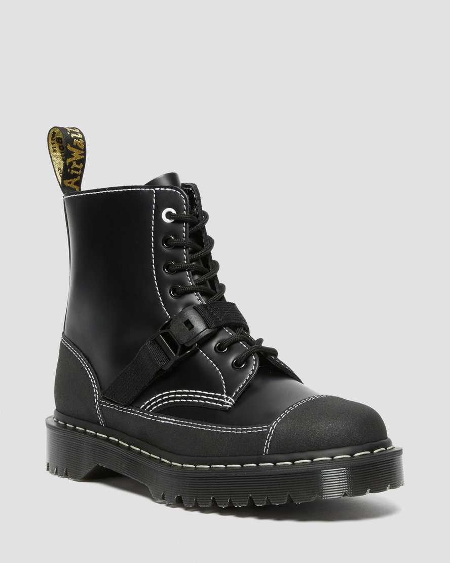 Black Smooth Leather Women\'s Dr Martens 1460 Tech Made in England Leather Lace Up Boots | ZVT-437605