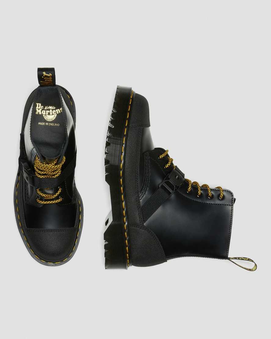 Black Smooth Women's Dr Martens 1460 Bex Tech Made in England Leather Lace Up Boots | NRX-786124