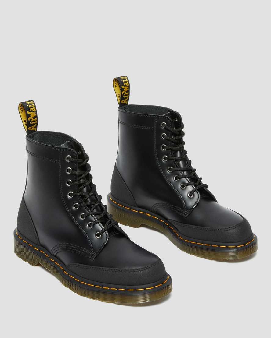 Black Smooth Women's Dr Martens 1460 Guard Panel Leather Lace Up Boots | ANY-793012