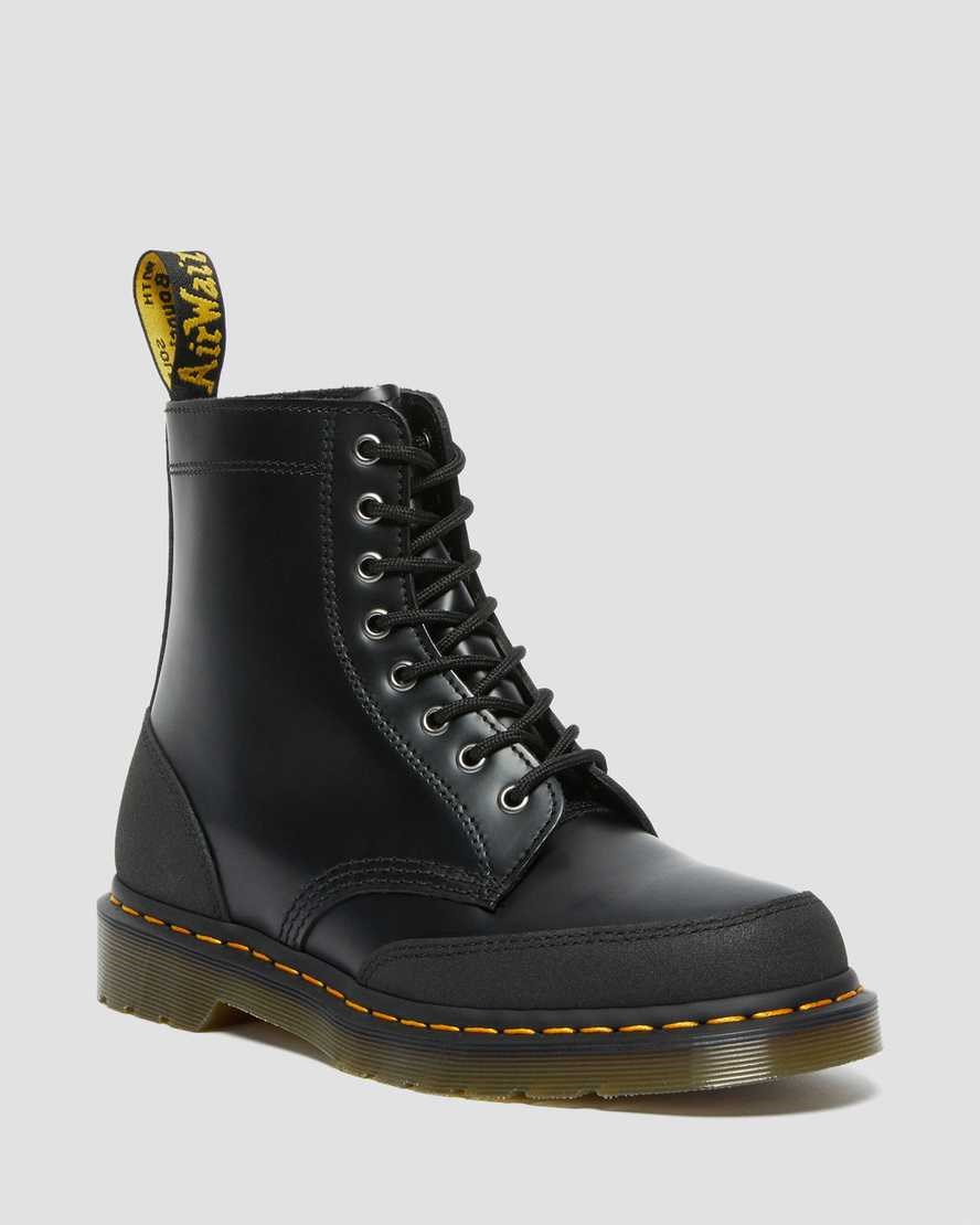 Black Smooth Women\'s Dr Martens 1460 Guard Panel Leather Lace Up Boots | ANY-793012