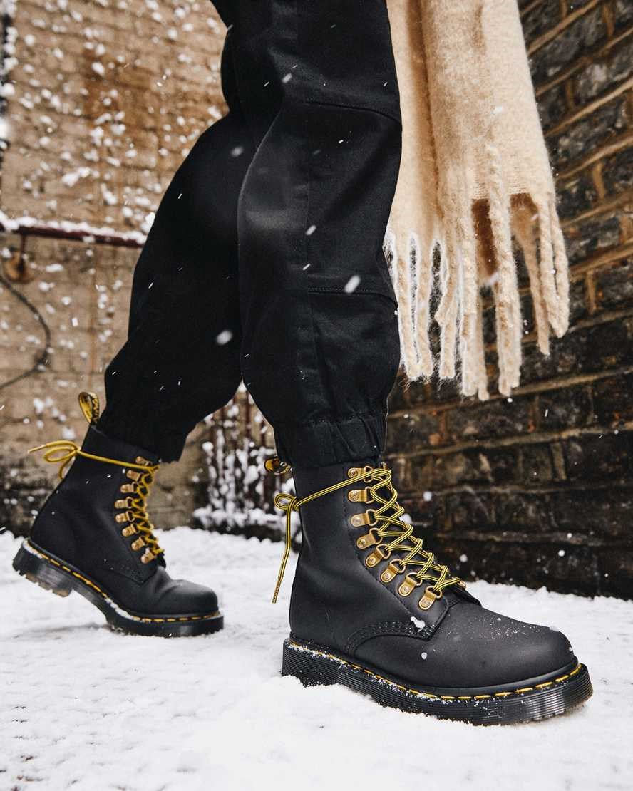 Black Snowplow Women's Dr Martens 1460 Pascal DM's Wintergrip Leather Lace Up Boots | IGK-237854