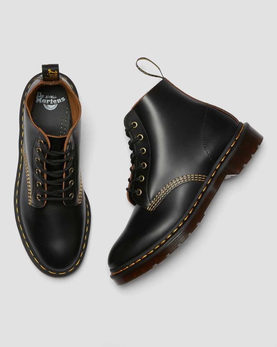 Black Vintage Smooth Women's Dr Martens 101 Vintage Smooth Leather Lace Up Boots | HOT-309846