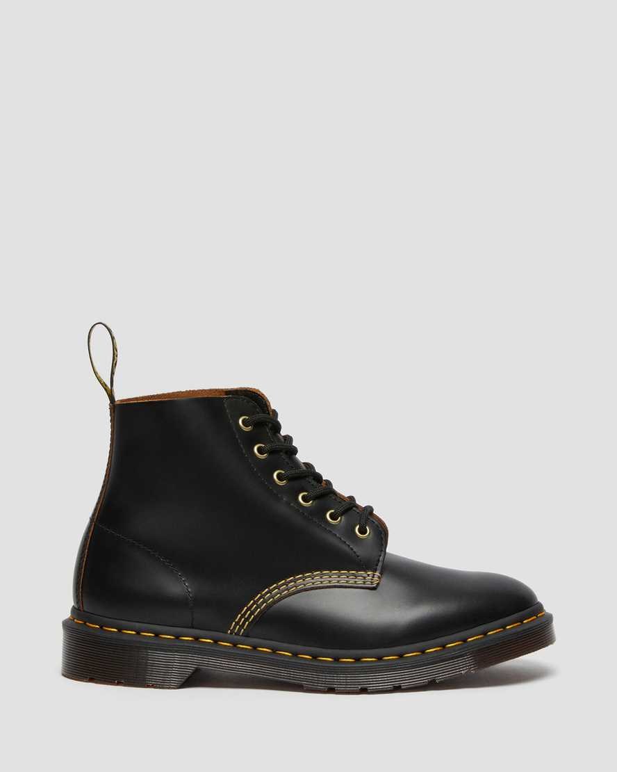 Black Vintage Smooth Women's Dr Martens 101 Vintage Smooth Leather Lace Up Boots | HOT-309846