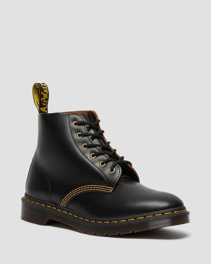 Black Vintage Smooth Women\'s Dr Martens 101 Vintage Smooth Leather Lace Up Boots | HOT-309846