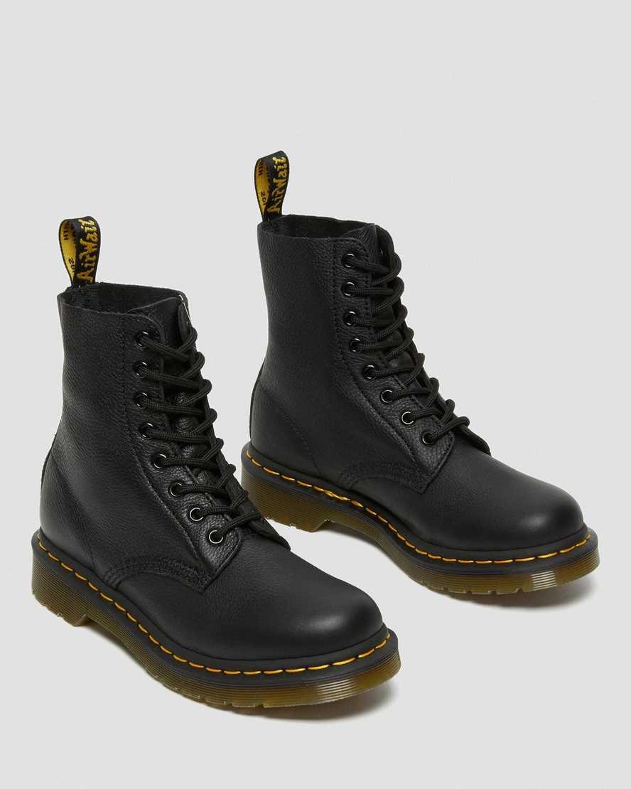 Black Virginia Women's Dr Martens 1460 Pascal Virginia Leather Lace Up Boots | MJR-392580