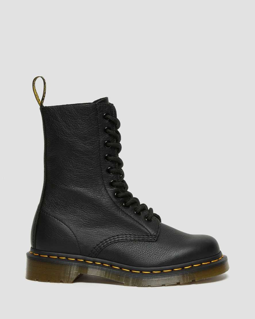Black Virginia Women's Dr Martens 1490 Virginia Leather Lace Up Boots | TEB-198357