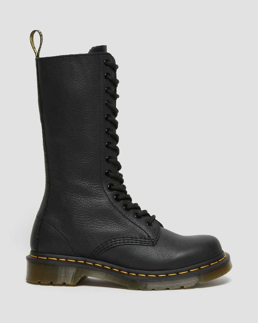 Black Virginia Women's Dr Martens 1B99 Virginia Leather Lace Up Boots | BXU-910456