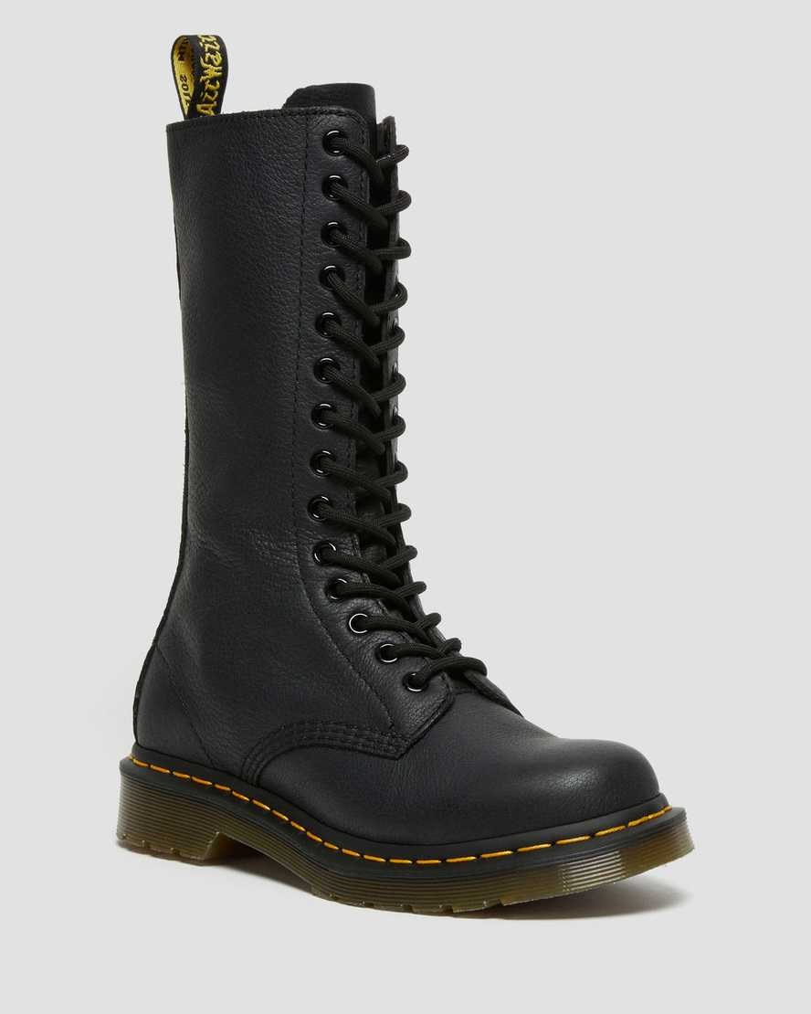 Black Virginia Women\'s Dr Martens 1B99 Virginia Leather Lace Up Boots | BXU-910456