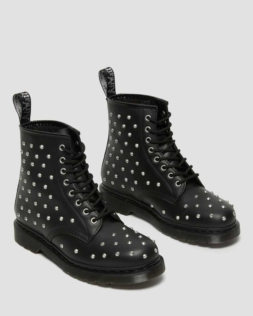 Black Wanama Women's Dr Martens 1460 Stud Wanama Leather Lace Up Boots | SBW-473852