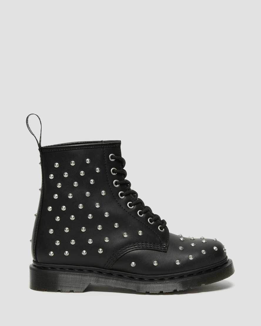 Black Wanama Women's Dr Martens 1460 Stud Wanama Leather Lace Up Boots | SBW-473852