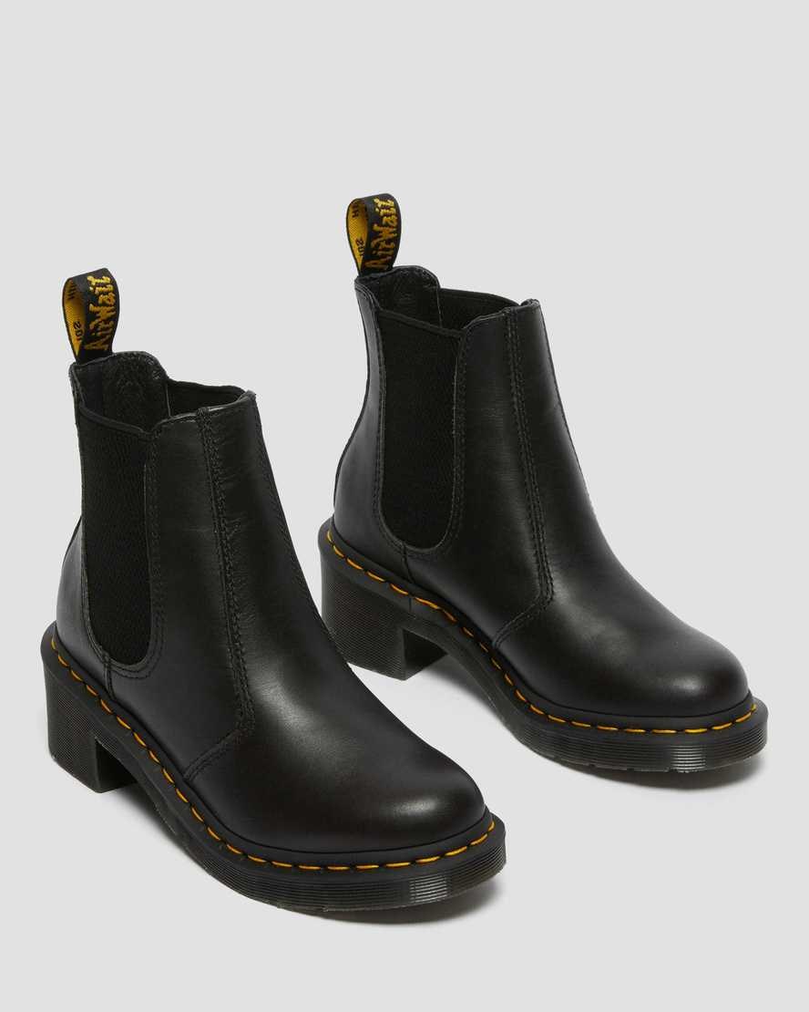 Black Wanama Women's Dr Martens Cadence Leather Heeled Chelsea Boots | THQ-075348