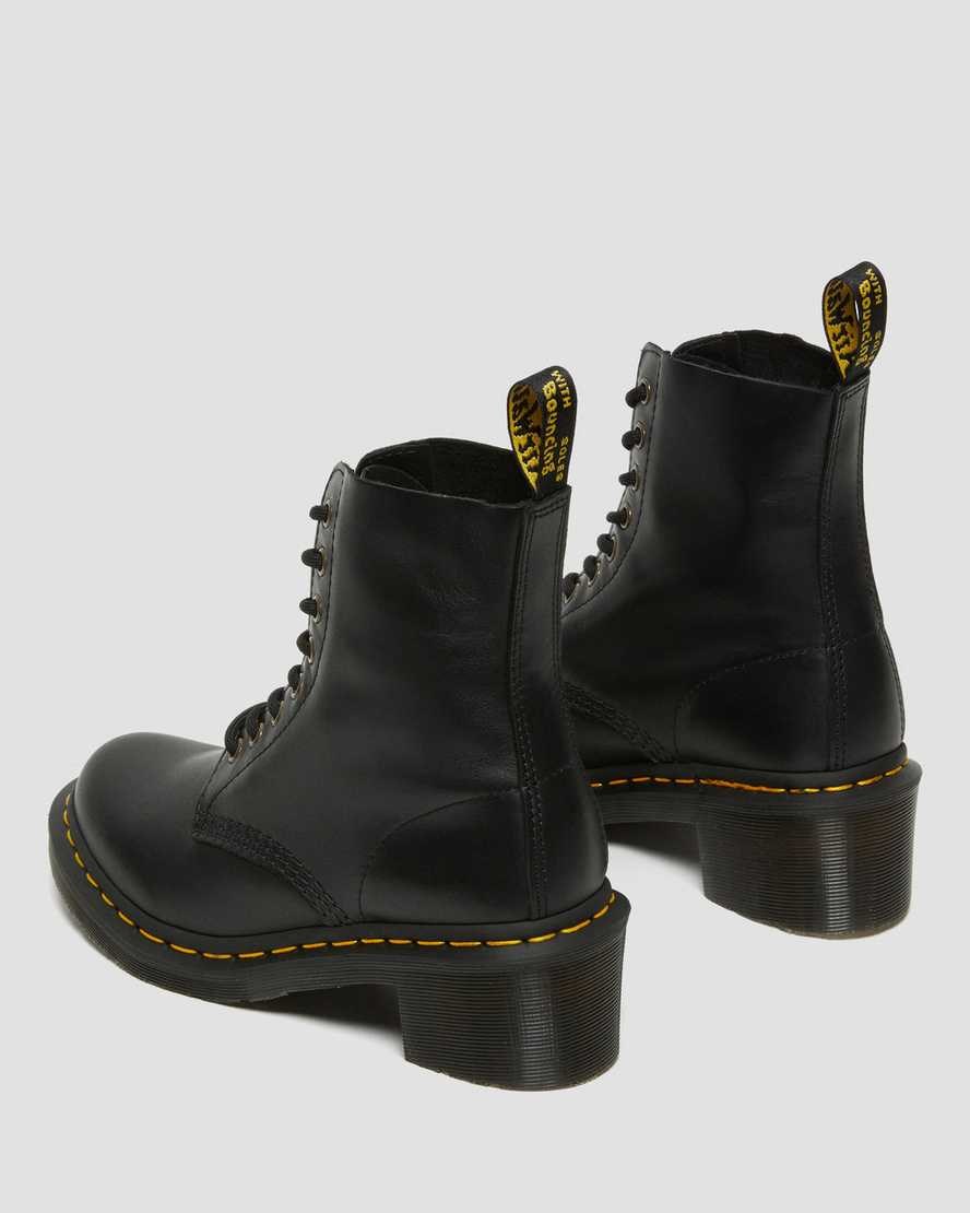 Black Wanama Women's Dr Martens Clemency Leather Heeled Lace Up Boots | XHY-397861