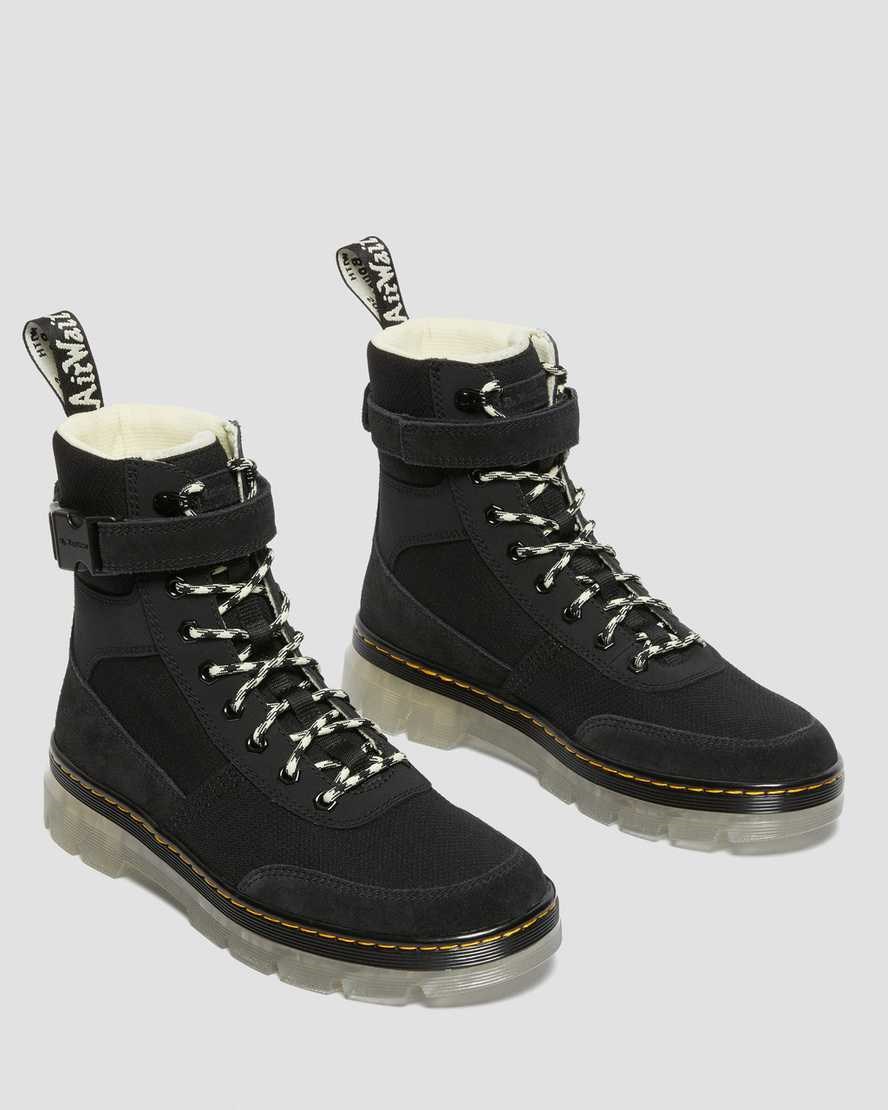 Black Women's Dr Martens Combs Tech Superknit + Suede Lace Up Boots | ZYR-712485