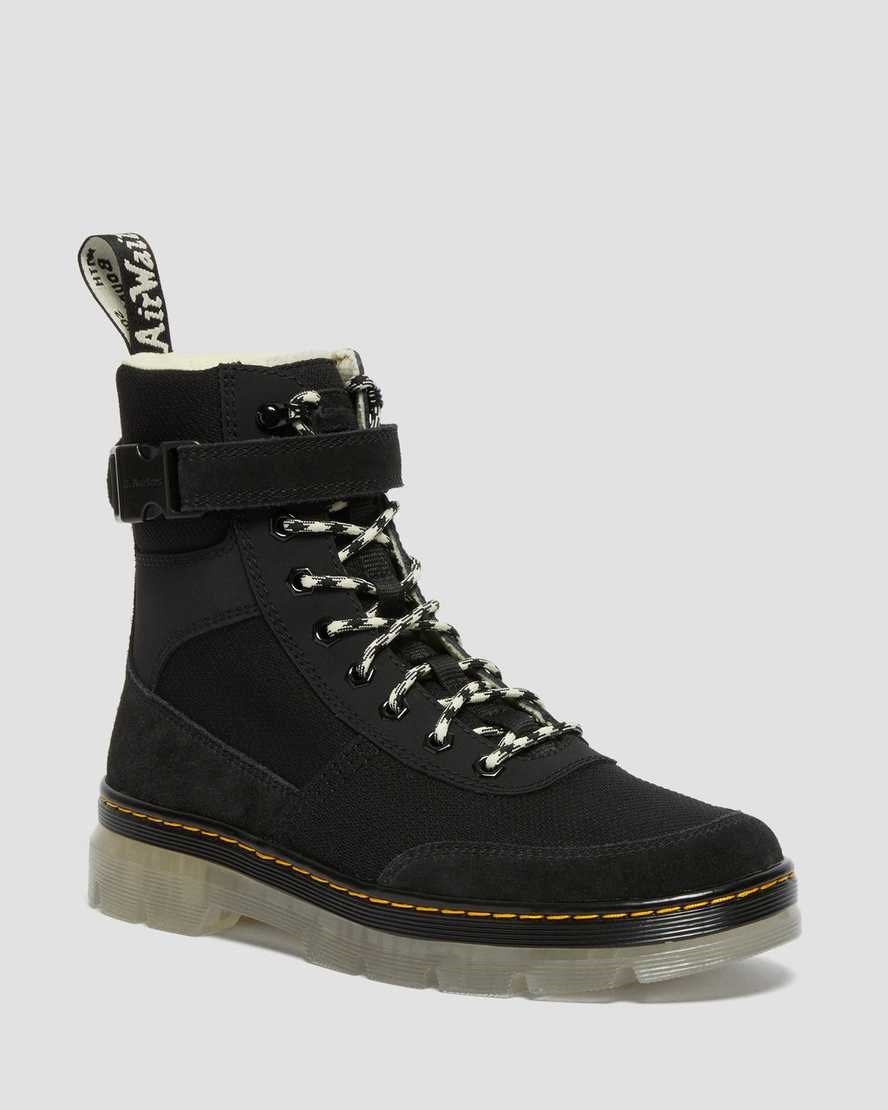 Black Women\'s Dr Martens Combs Tech Superknit + Suede Lace Up Boots | ZYR-712485