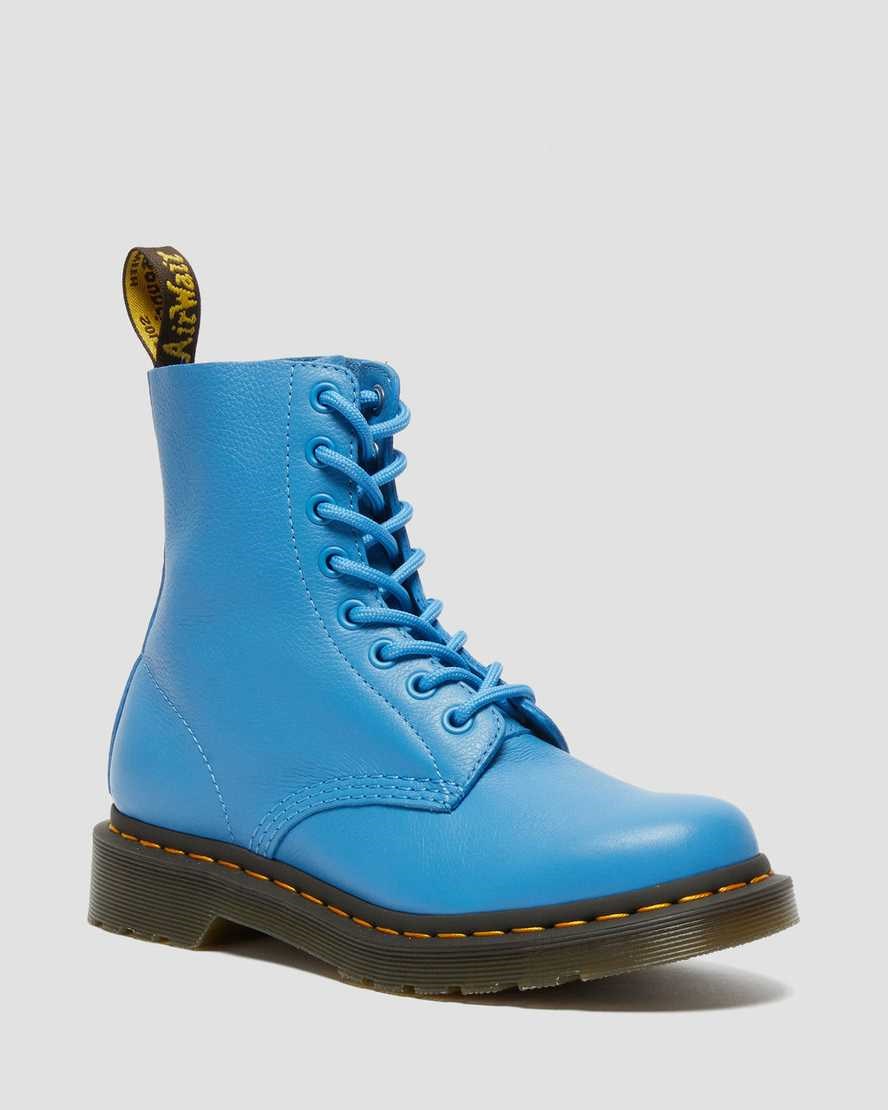 Blue Virginia Women's Dr Martens 1460 Pascal Virginia Leather Lace Up Boots | WBZ-418635