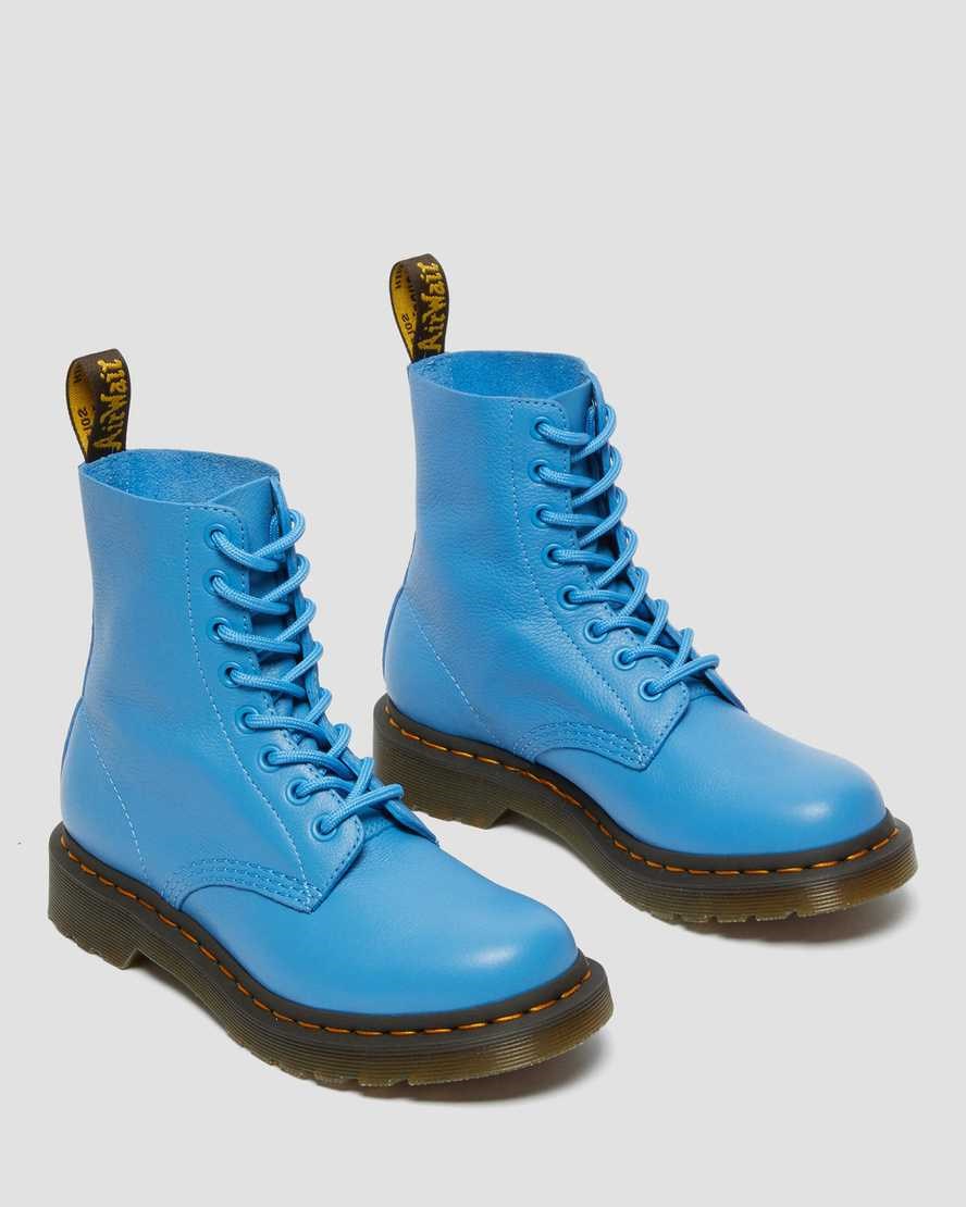 Blue Virginia Women's Dr Martens 1460 Pascal Virginia Leather Lace Up Boots | WBZ-418635